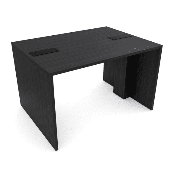 2 Person Collaboration Table | Small Face-To-Face Desk | 3x4 All Laminate Teaming Table With Double Power And Data Units| Asian Night And Black