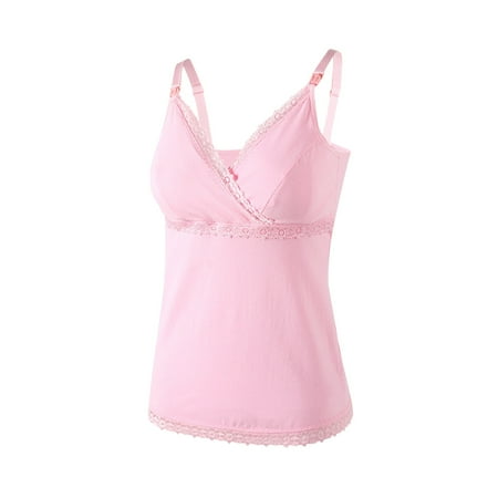 xpbceshi Nursing Tops Tank Shirt Cami Sleep Bra for Maternity and Breastfeeding Women s Casual V-Neck Maternity Tank Top Adjustable Spaghetti Strap Solid Color Shirt Camisole S-2XL
