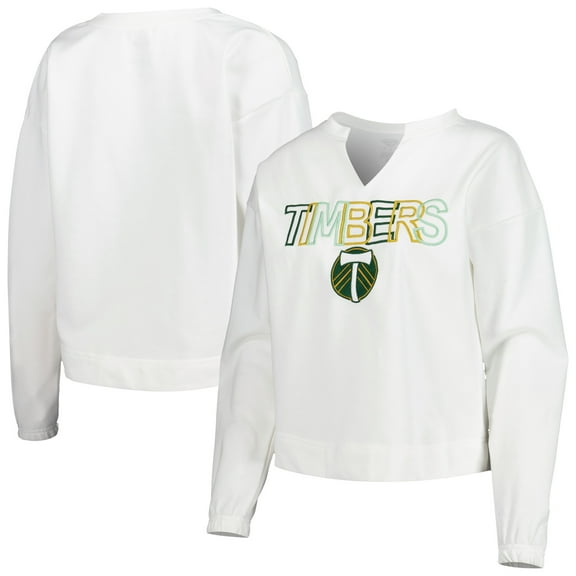 Women's Concepts Sport White Portland Timbers Sunray Notch Neck Long Sleeve Top
