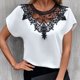 thumbnail image 5 of Mujeres camiseta crew Masajeadores de cuello manga corta Encaje suelta hem casual blusa para oficina al aire libre, 5 of 6