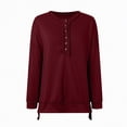 thumbnail image 4 of Towmus Women's Oversized Sweatshirt Casual Long Sleeve Button Henley Neck Pullover Sweatshirts for Women Light Patchwork Shirts, 4 of 7