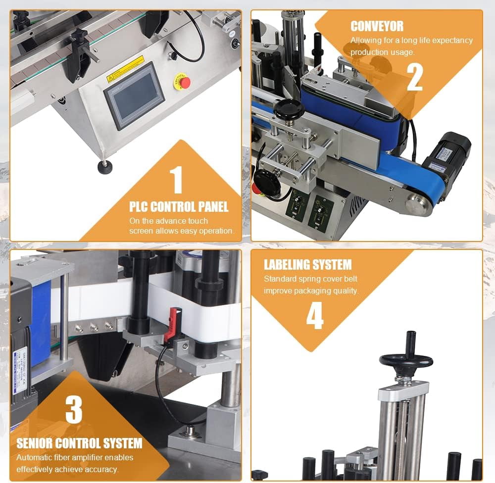 Automatic Round Bottle Labeling Machine 110V 50-100 pcs/min, 15-100mm(Label Height), 20-180mm(Label Length), Bottle Printing Adjustable Label Maker for Bottle Can and Wine
