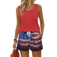 thumbnail image 2 of Iaqnaocc 2 Piece Sets for Women 250 Anniversary Usa Flag Summer American Flag Stars Striped Flag Tank Square Neck Sleeveless and Shorts Beach Matching Sets Women Clothing Deep Red L, 2 of 6