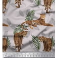 thumbnail image 1 of Soimoi Polyester Crepe Fabric Leaves & Leopard Animal Printed Craft Fabric by The Yard 42 Inch Wide, 1 of 1