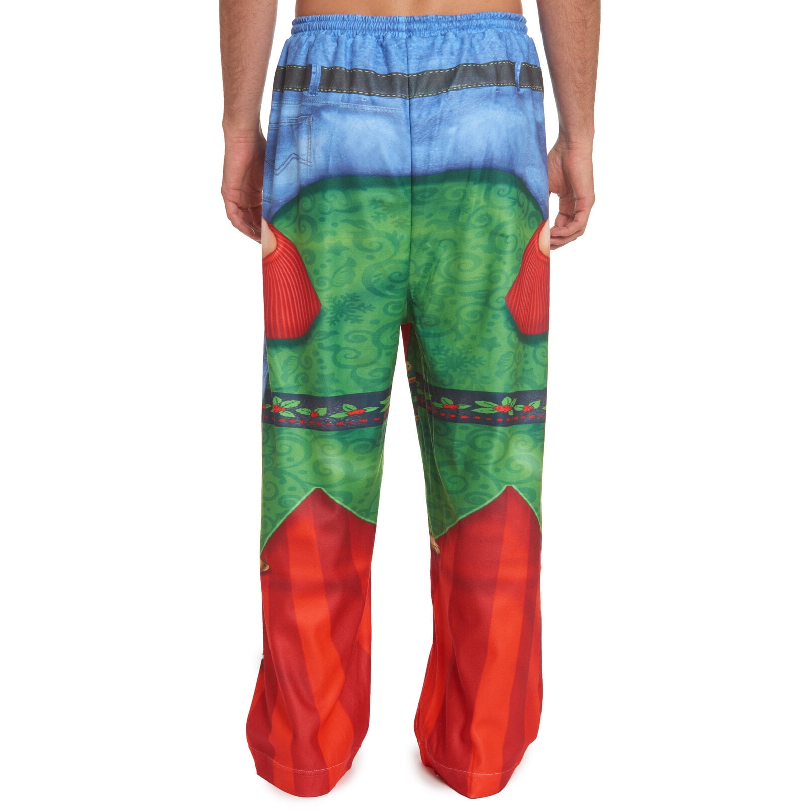 Holiday Christmas Elf Mens Fleece Pajama Pants Adult