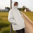 thumbnail image 4 of LWFFDAW Men's UPF 50+ Sun Protection Jacket Hooded with Mask Lightweight Long Sleeve Hooded Jackets Breathable Loose Hiking Athletic Jacket, 4 of 8