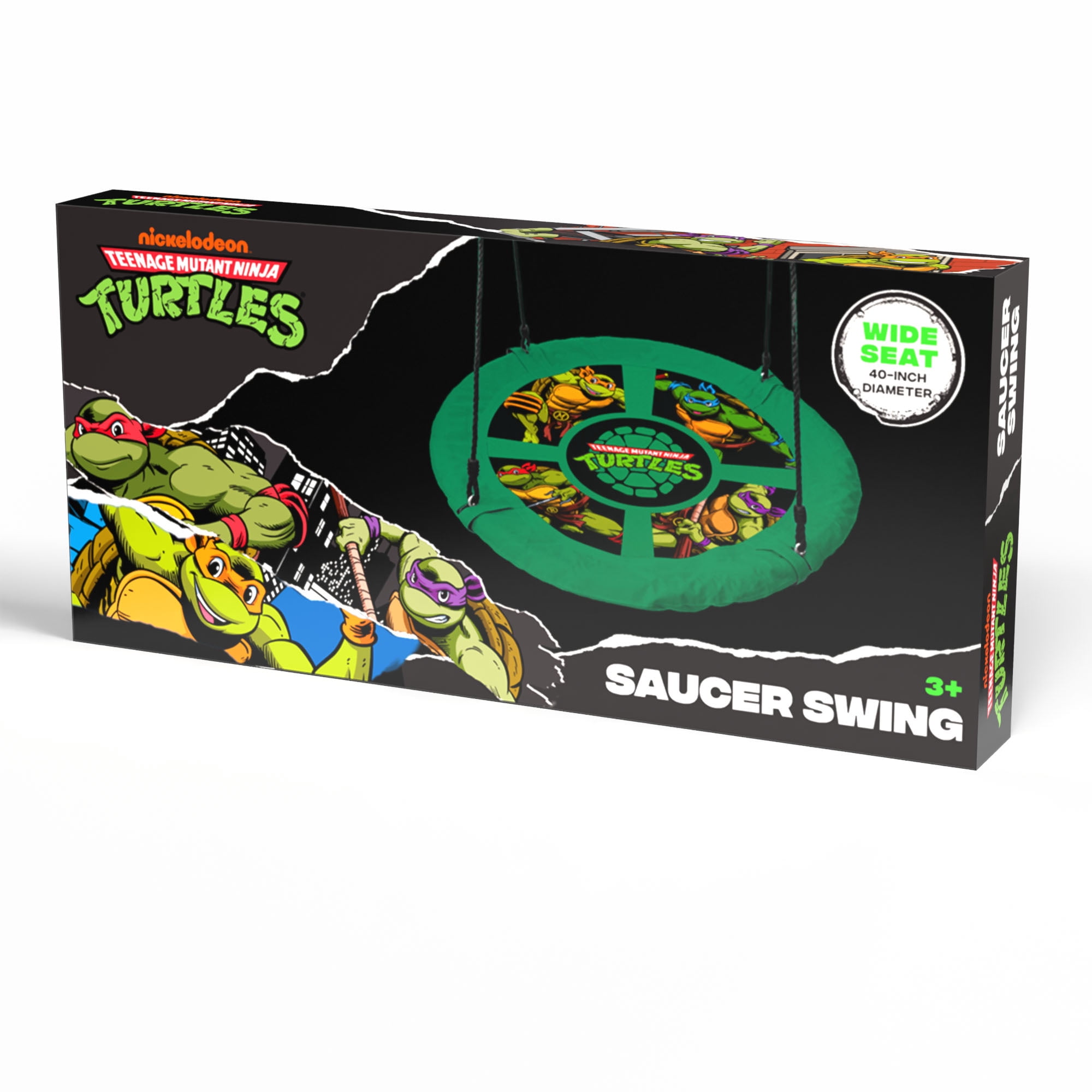 Teenage Mutant Ninja Turtles 40” Saucer Tree Swing for Kids – Heavy-Duty Flying Disc Swing, Adjustable Ropes, Indoor & Outdoor Use, Ages 3+