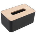 thumbnail image 4 of Shisuyan Rectangular Tissue Box Cover Organizer Black Wood Plastic 1Set 8.3x5.1x3.5in, 4 of 9