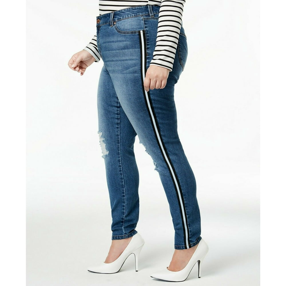 jeans with pink side stripe