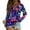 Dark Purple #044, variant on Mardi Gras Shirts Womens Feathers Print Glitter Long Sleeve Blouse Sparkly V Neck Purple Graphic Tee Navy M