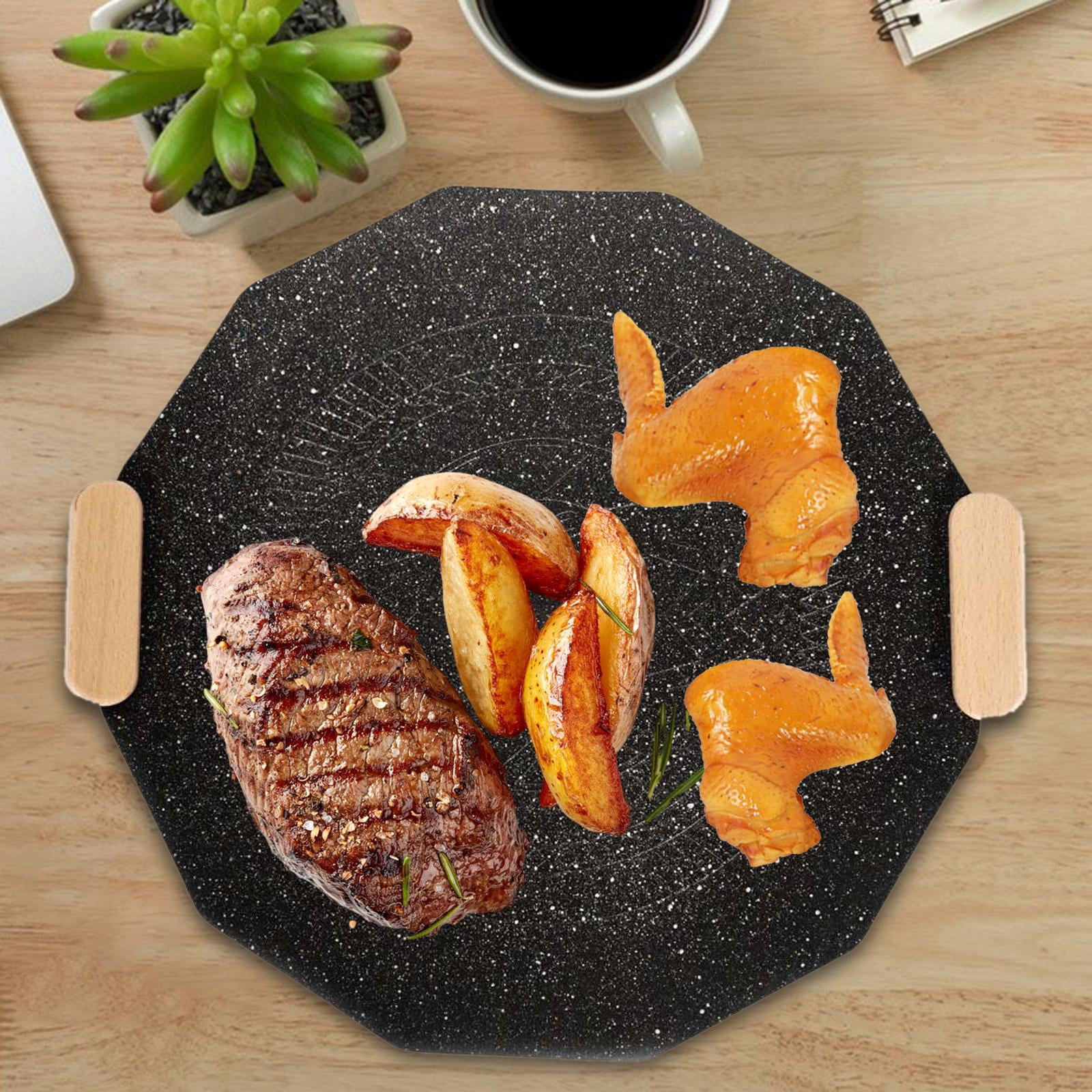 Nishiyuenyi Nonstick Grill Pan, BBQ Cast Pan, Multifunctional Portable Hand Grip Grill Pan,