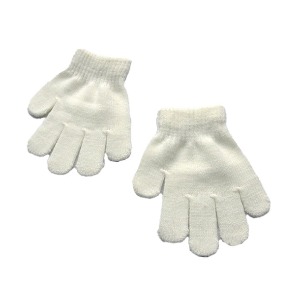 Guantes de invierno para niños Qarigey de punto con cubierta de dedos color blanco