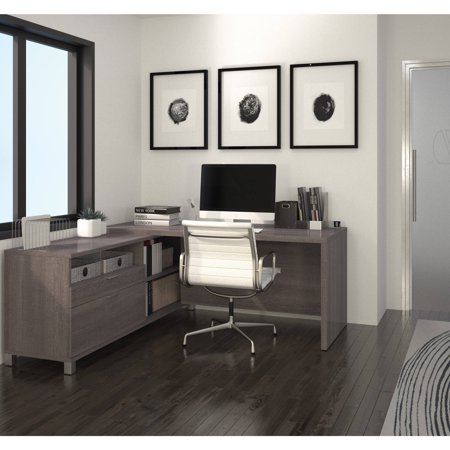 UPC: 0063753045872 | Bestar Pro-Linea L-Desk  Bark Grey