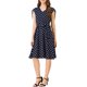 thumbnail image 2 of INSPIRE CHIC Vestido sin mangas de cuello en V vintage con lunares y cintura ajustable M Azul oscuro, 2 of 7