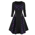 thumbnail image 1 of Outfmvch Robe à Manches Longues pour Femmes Grande Taille à Carreaux Insert Bouton Robe à Manches Longues Robes d'Automne, 1 of 4
