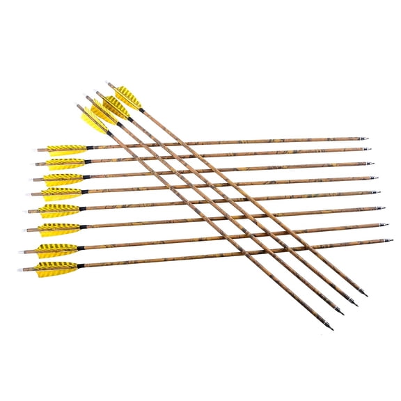 12-Pack Sharrow 500 Spine Genuine Feather Carbon Arrows, 7.8mm Diameter, for Compound and Recurve Archery - Lightweight and Durable for Precision Shooting, Recurve Arrowheads | Feathered Arrowheads |