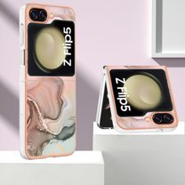 Dteck for Samsung Galaxy Z Flip 5 Case, Marble Design Thin Sturdy Hard PC Slim Shockproof Anti-Scratch Protective Cover for Samsung Galaxy Z Flip5 5G,Gold
