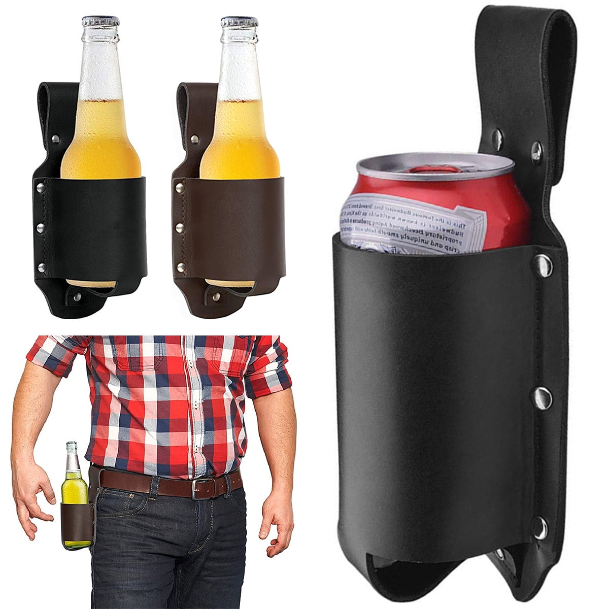 Pluokvzr Classic Beer Holster PU Leather Beer Holster Cowboy Style