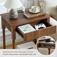 thumbnail image 4 of Wirrytor Fluted Nightstand with Charging Station, Retro Narrow Side Table with Drawer and Shelf, Space Saving End Table for Bedroom and Living Room, Walnut, 4 of 7