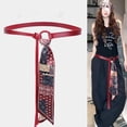thumbnail image 2 of Silk Scarf Belt Retro Punk Hip Hop Party Adjustable Metal Buckle Belt Ideal For Party And Night Out, 2 of 7