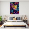 thumbnail image 4 of Mudket Framed Colorful Leopard Canvas Wall Art, Neon Jungle Animal Print Wall Decor, Trendy Wildcat Pictures Ready to Hang for Bedroom - 12"L x 8"W, 4 of 10