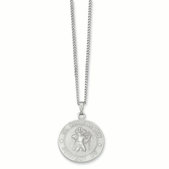 Saint Christopher Medal 24 Inch Chain Necklace Religious Pendant Charm Patron St