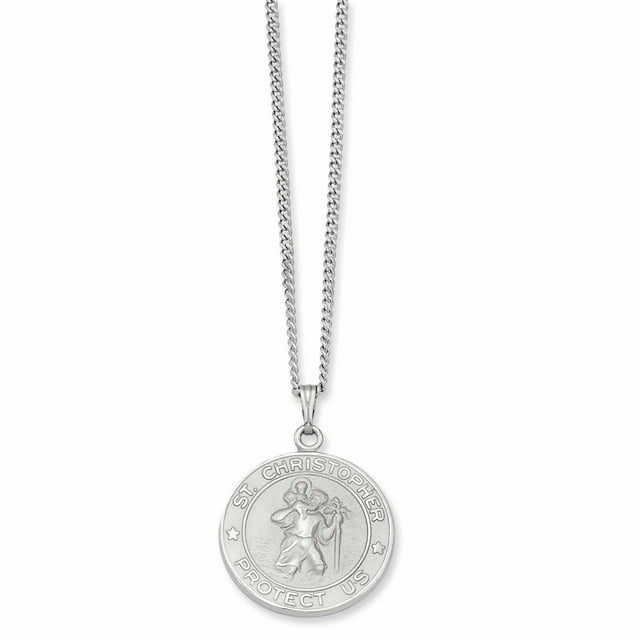 Saint Christopher Medal 24 Inch Chain Necklace Religious Pendant Charm Patron St