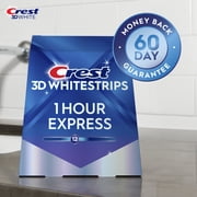 Crest 3D Whitestrips 1-Hour Express At-home Teeth Whitening Kit, 10 Treatments, 12 Levels Whiter in 10 days