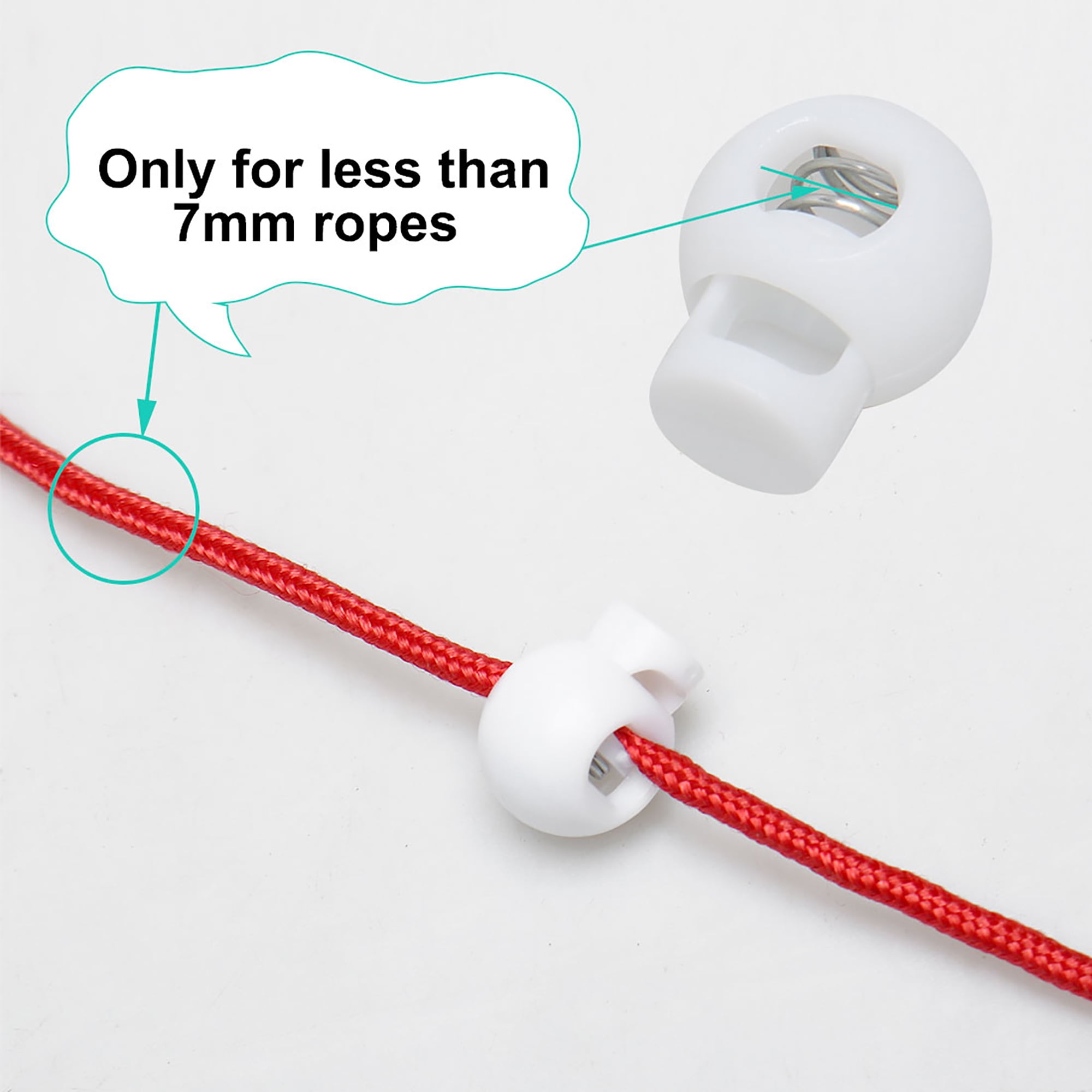 uxcell 6pcs Plastic Cord Locks Stopper End Spring Stop Single Hole Toggle Fastener Stopper Rope End for Drawstrings Clothing Bags Shoelaces Camping White 