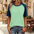thumbnail image 7 of Dresfit Shirts Womens Waffle Knit Crewneck Tops 2026 Summer Denim Short Sleeve Baseball Shirt Plus Size Breathable Ralgan Outdoor Blouses 2XL, 7 of 7