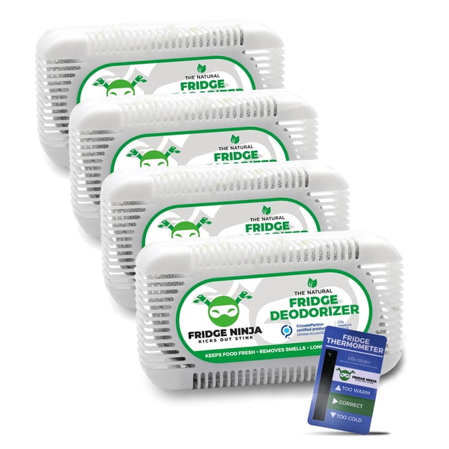 Desodorizador para nevera Fridge Ninja, carbón activado natural, paquete de 4