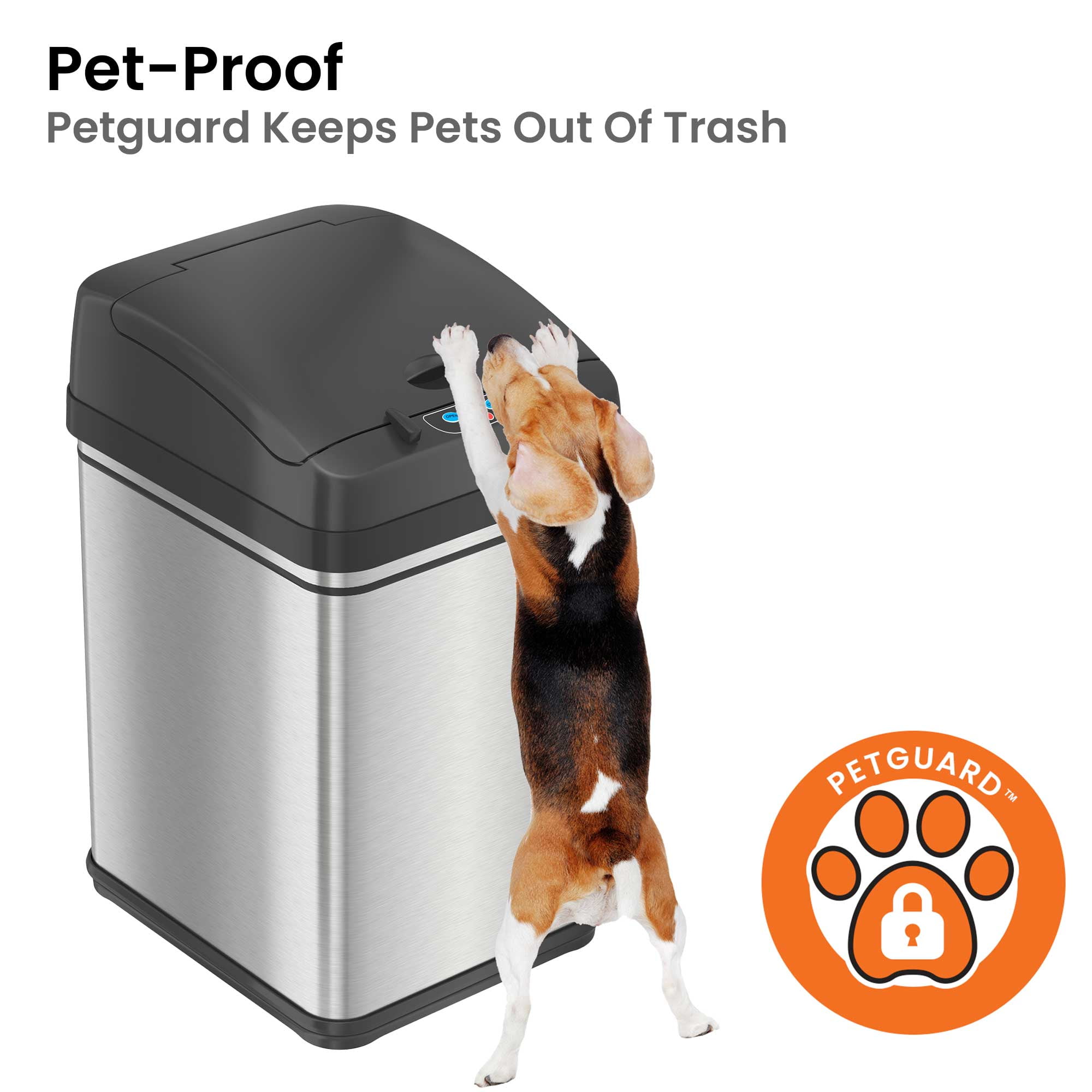 iTouchless Sensor Trash Can with Locking Lid and Odor Filter Silver Stainless Steel 8 Gallon