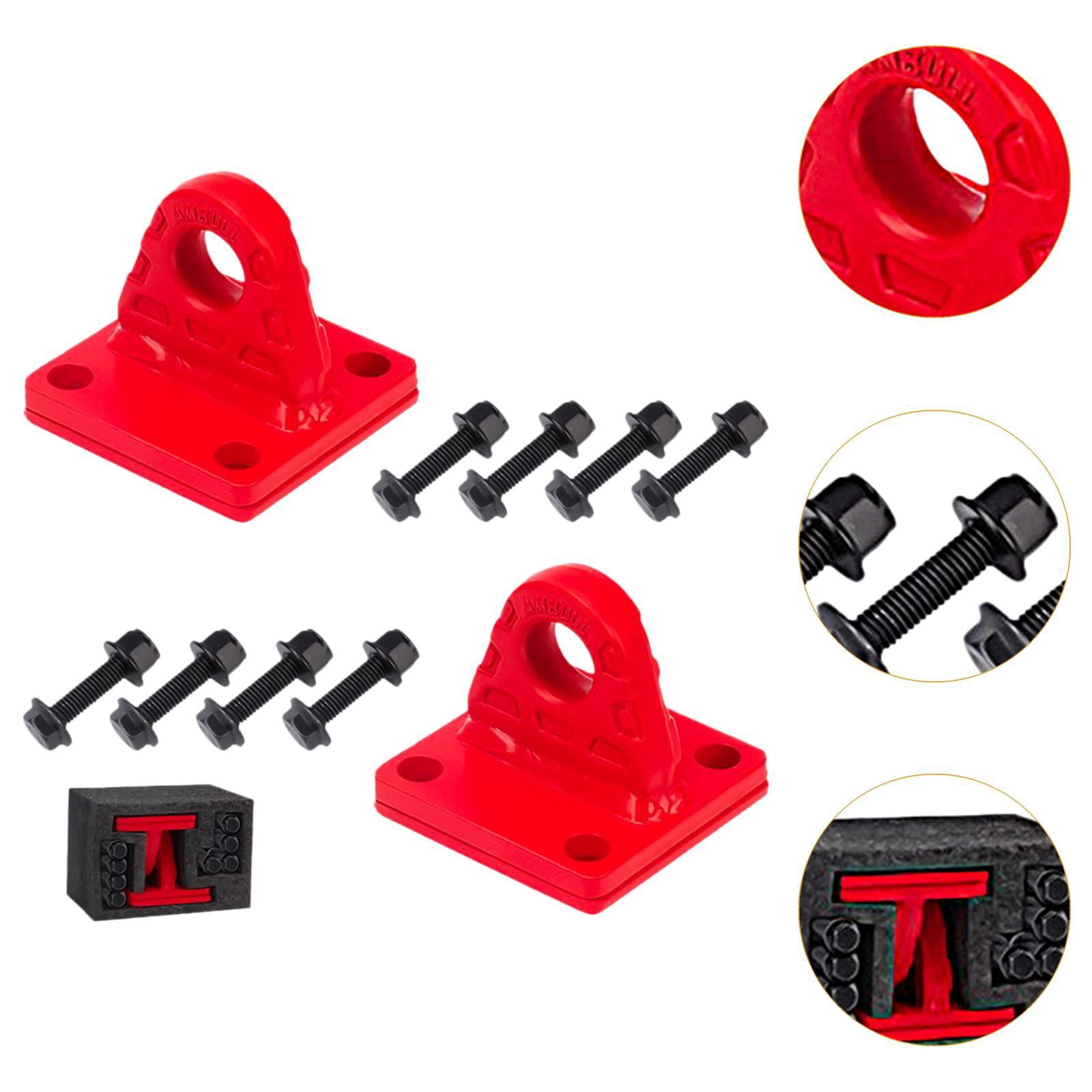 Wzmzjy 2Pcs D Ring Shackle Bracket Tow Shackle Rugged Alloy Bolt on Clevis Mount Towing Red