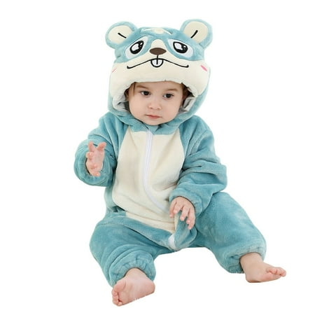 

Newborn Baby Jumpsuit Hooded Onesie Baby Boy Pram Fleece Rompers