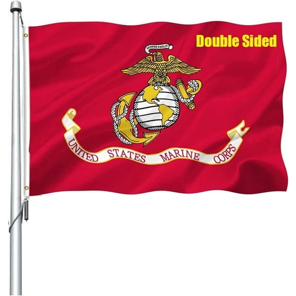 Oneluffy US Marine Corps Flags 2x3 FT Outdoor- Double Sided American USMC Army Flag Banner USMC Flag with 2 Brass Grommets Vivid Colors