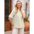 thumbnail image 3 of DARING DIVA Women's Button Down Cotton Short Sleeve V Neck Casual Tunic Blouse S Apricot, 3 of 6