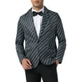 thumbnail image 5 of INSPIRE CHIC Striped Blazer for Men's Stripes Pattern Suit Jacket Notch Lapel Business Sport    Coat S Black, 5 of 5