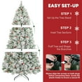 thumbnail image 4 of VIVATREES 7.5ft Pre-lit Flocked Artificial Christmas Tree 1446 Hinged Branch Tips Spruce w/ Red Berries 450 Warm White LED Lights Easy Assembly Foldable Metal Base Holiday Decoration, 4 of 7