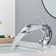 Chrome Elegant Vessel Sink Faucet 1 Hole Waterfall Vanity Mixer Faucet Single Handle