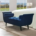thumbnail image 3 of Pemberly Row Modern Tufted Flared Arm Entryway Bench Navy Blue, 3 of 10