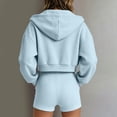 thumbnail image 6 of WAGUTH 2 Piece Sets for Women Cropped Full-Zip Drawstring Hooded Jacket & Elastic High Waist Shorts with Pockets Casual Loungewear Tracksuit, 6 of 6