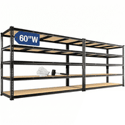 2 Pack Heavy Duty Garage Shelving Units, 60"W x 23.97"D x 72.01"H Metal Storage Shelves, 5 Tier Industrial Shelf Rack 3000LBS Adjustable Industrial Shelves for Pantry Warehouse