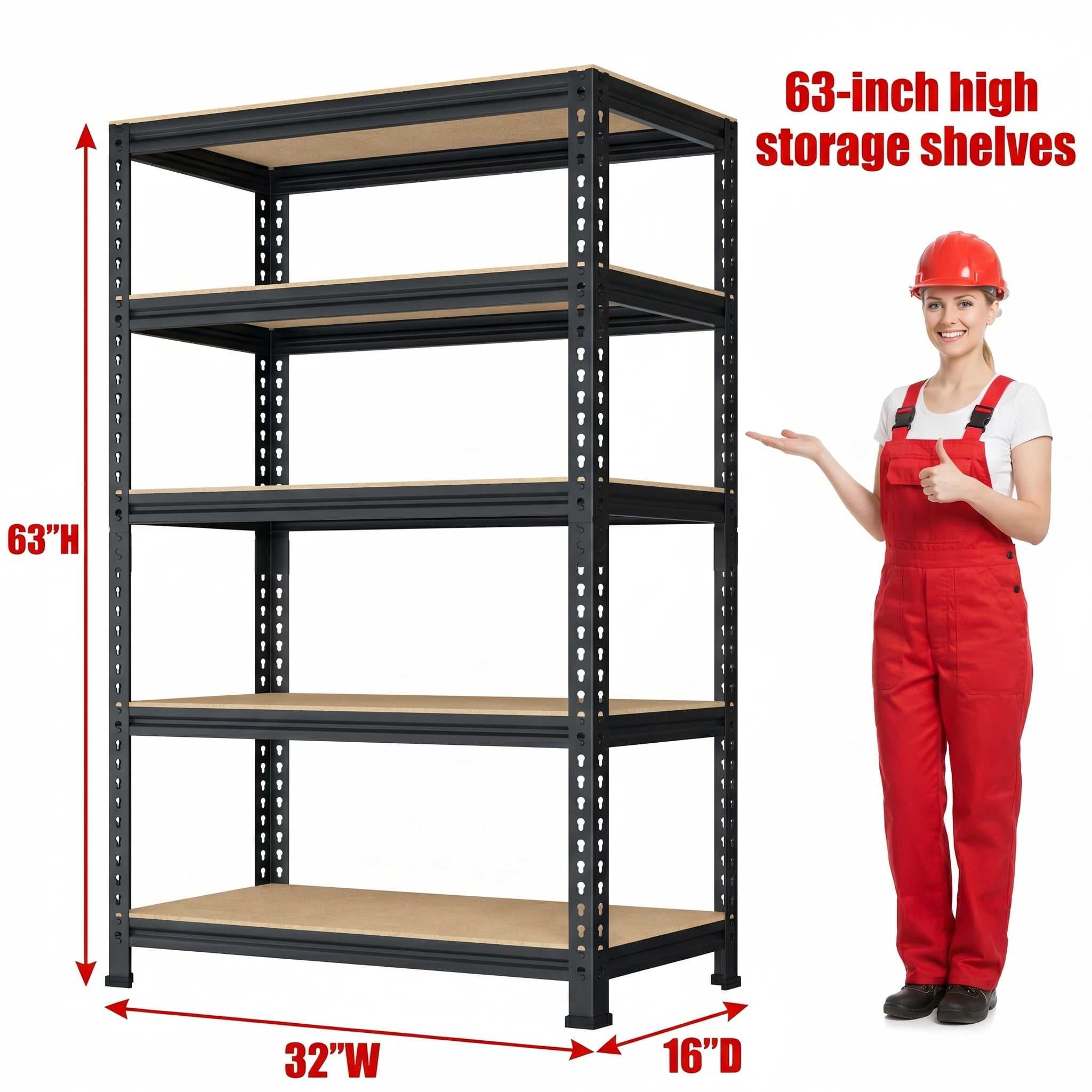 TrumanPick 5-Tier Adjustable Storage Shelf Units for Garage Metal Shelf Rack for Basement Pantry Warehouse, 32"W x 16"D x 63"H, 1400 lbs