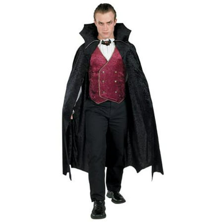 Mens New Black Velvet Cape Goth Outfit Vampire Costume Adult Standard (44