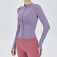 thumbnail image 6 of Ediodpoh Women’s Slim Fit Seamless Yoga Jacket with Zipper Solid Color Body Contouring Design for Fitness Purple L, 6 of 7