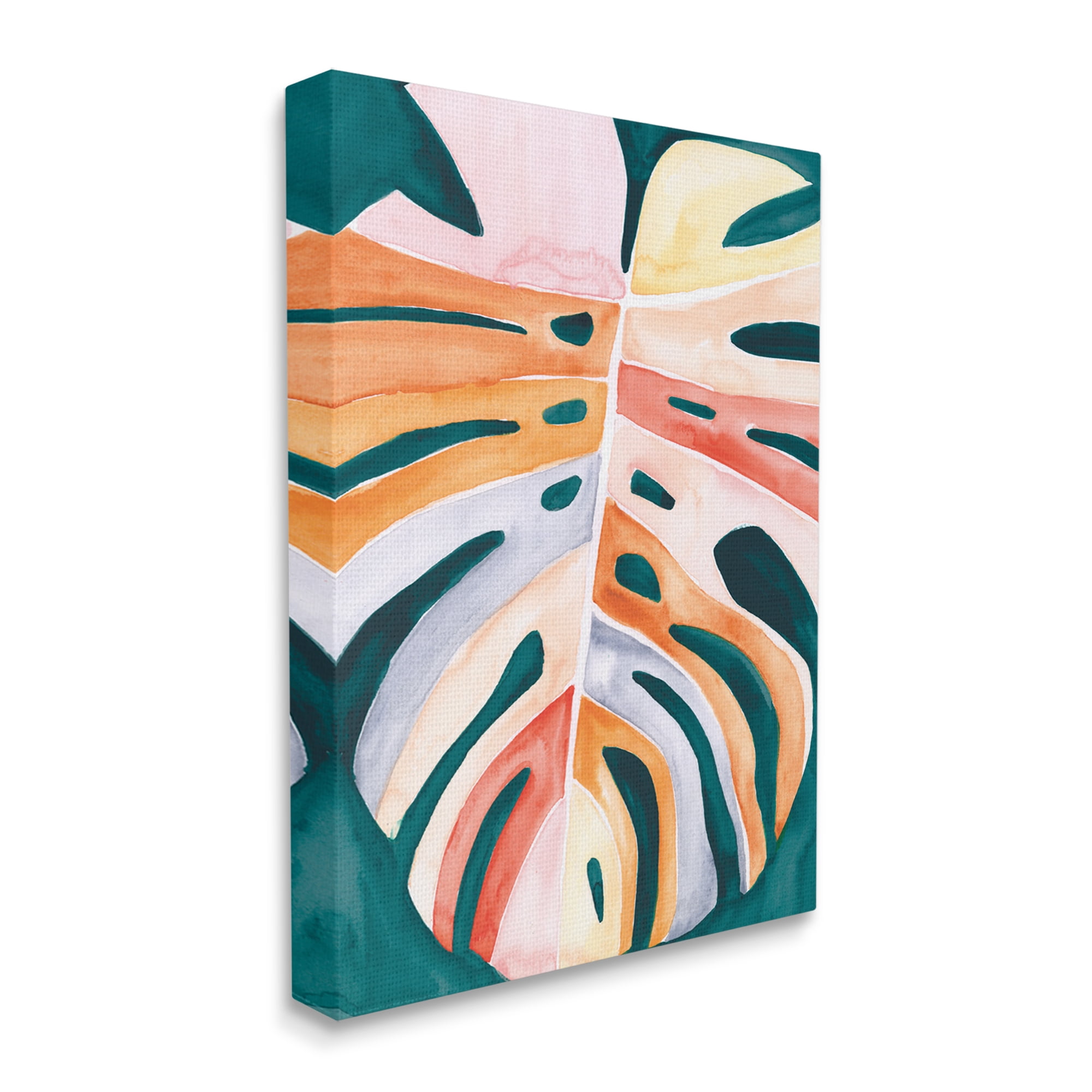 Stupell Industries Leaf in Abstract Hues Botanical & Floral Painting Gallery Wrapped Canvas Print Wall Art, 36 x 48