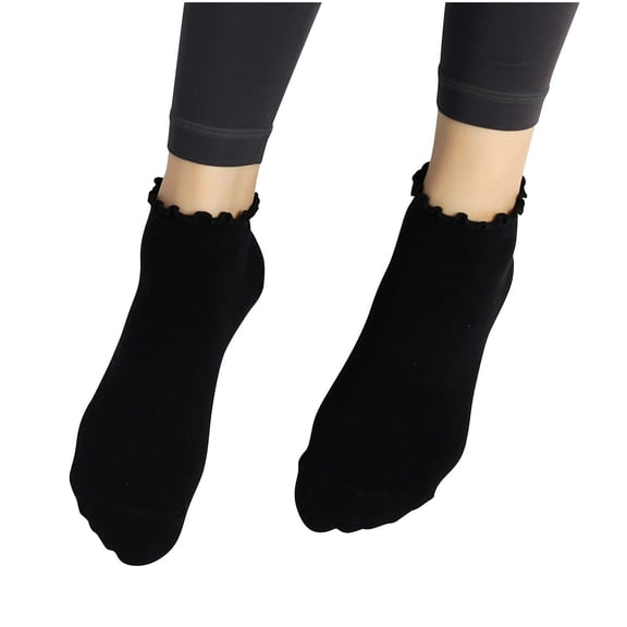 QINGFSAP Womens Scalloped Low Cut Socks Ruffled Ankle Socks Non Slip Grip Dots Breathable Yoga