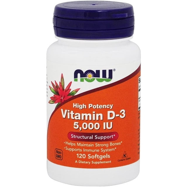 Now Foods, Vitamina D3, 5000 IU, 120 cápsulas NowFoods 5K120