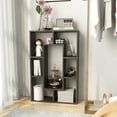 thumbnail image 3 of Topbuy 35.5” Geometric Bookshelf Open-back Bookcase w/ 7 Cubes Free-standing Storage Shelf Unit w/ Anti-Toppling Devices Gray, 3 of 9