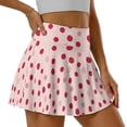 thumbnail image 3 of Xoenoiee Pink Polka Dot Print Womens Pleated Tennis Skirt High Waisted Golf Skirts with 2 Pockets Lightweight Athletic Skort Workout Pickleball, L, 3 of 6